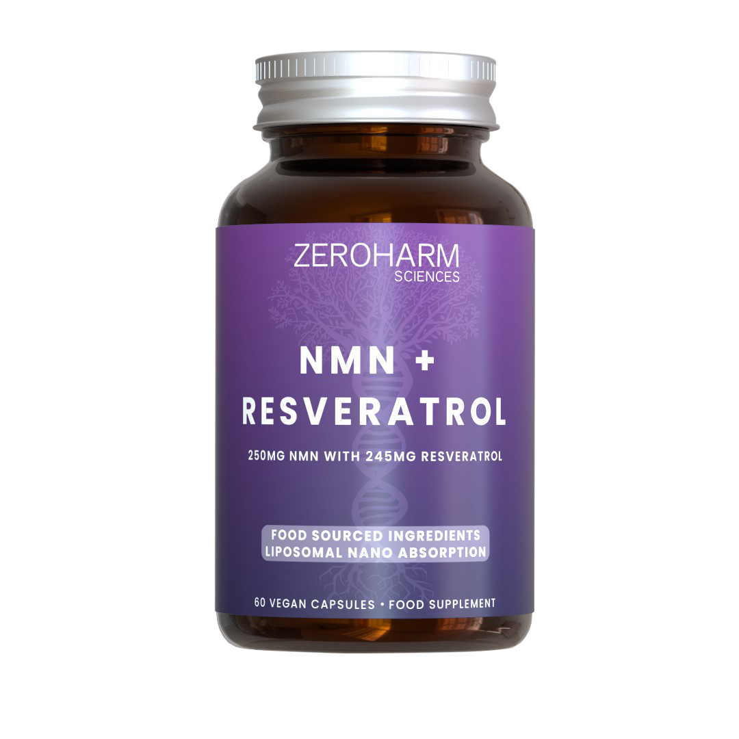 Zeroharm Liposomal Food-Grown NMN 250mg + Resveratrol 245mg capsules 60