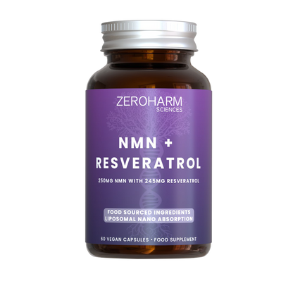 Zeroharm Liposomal Food-Grown NMN 250mg + Resveratrol 245mg capsules 60